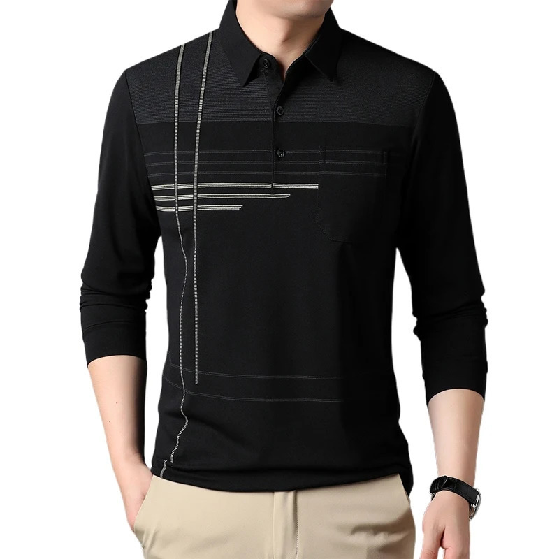 Autumn Mens Long Sleeve Polo Shirts Regular Fit Casual Men T Shirt Business Large Streetwear Lightweight Vintage Tops 250207