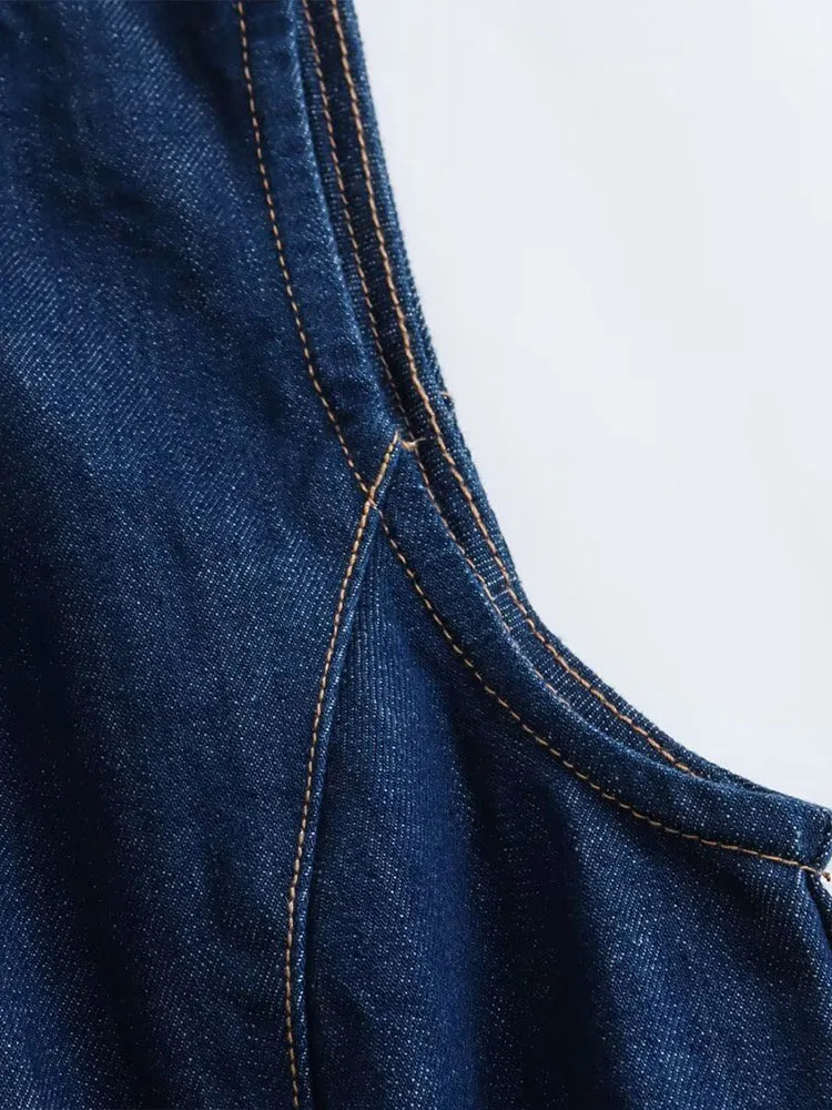 2024 Autumn Fashionable Variable Temperature Short Low Waist Slimming Sleeveless Cowboy Dress 250208Z