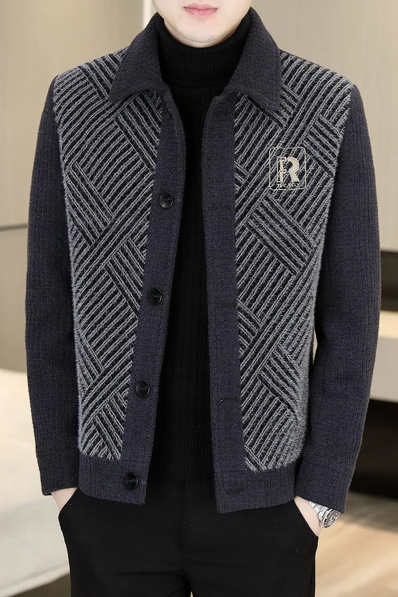 Fashion Winter Casual Short Wool Blends Jacket Mink Fur Slim Fit Thickened Mens Warm Social Business Overcoat 250109Z