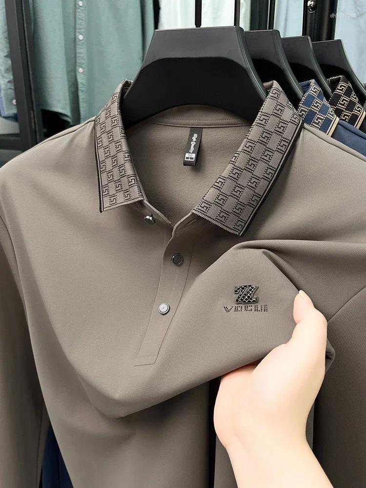 Mens Polos Designer Luxury Polo Shirt Lapel Z Embroidered Seamless Long-sleeve T-shirt Autumn Business Fashion Exquisite Wear