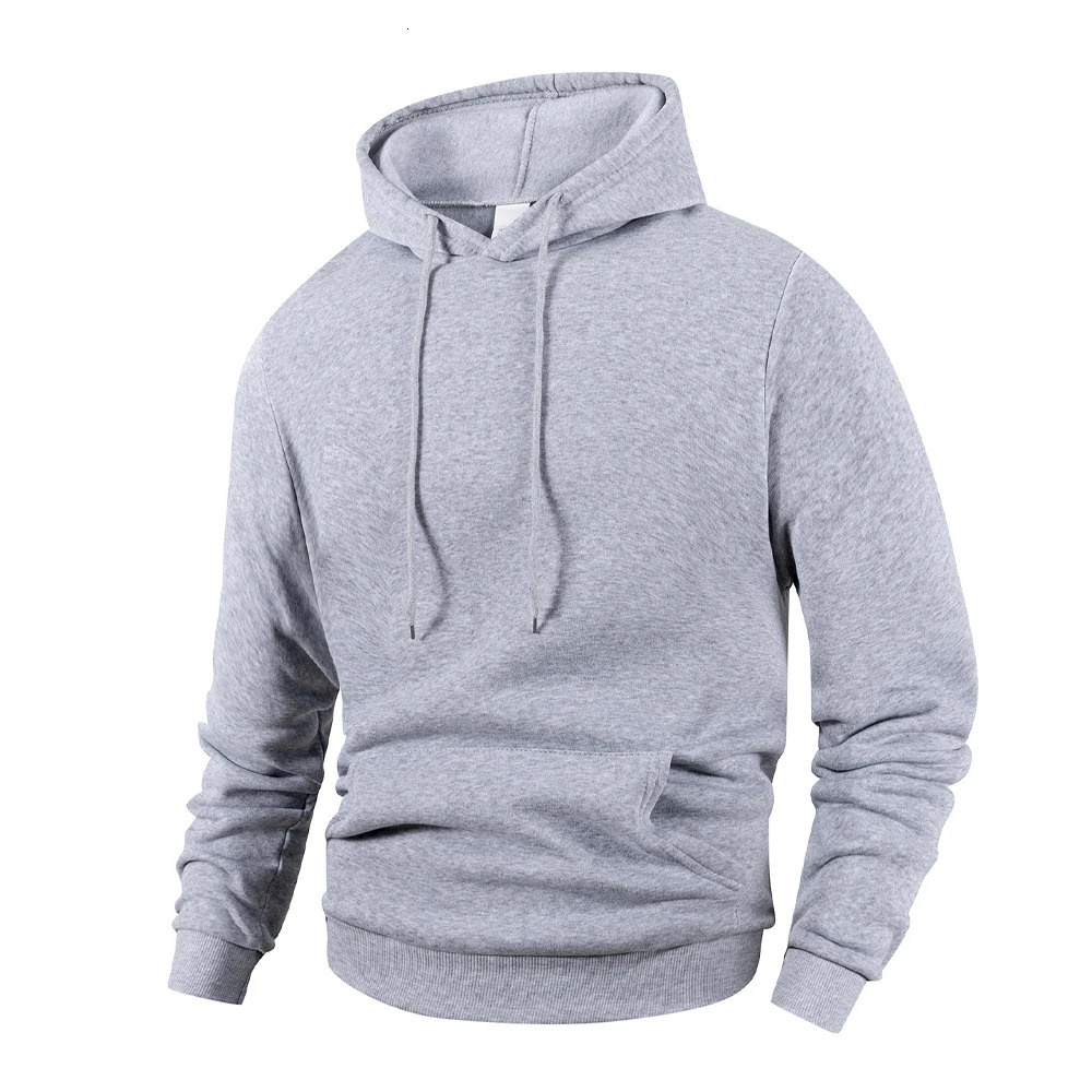 Mens casual thick hoodie autumn and winter long sleeved zipper fashionable loose solid color sportswear spring warm outdoor 250207