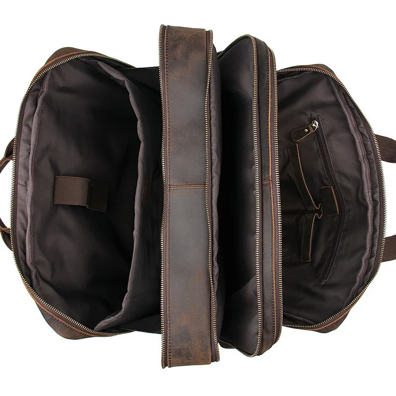 17.3 Inch Laptop Briefcase Genuien Leather Laptop Bag Business Travel Tote Bags Handbags For Men Male Large Brief Case Bag Retro250208