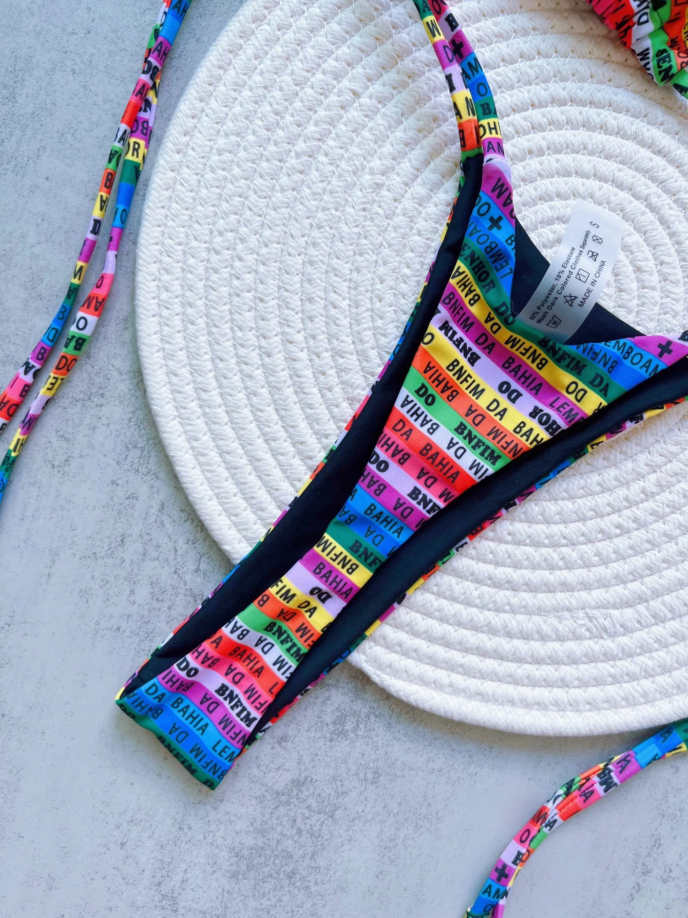 RUOTONSEPT Letters Printed Colorful Mini Thong Bikini Women Swimwear Female Swimsuit Twopieces set Bather Bathing Suit 250208Z