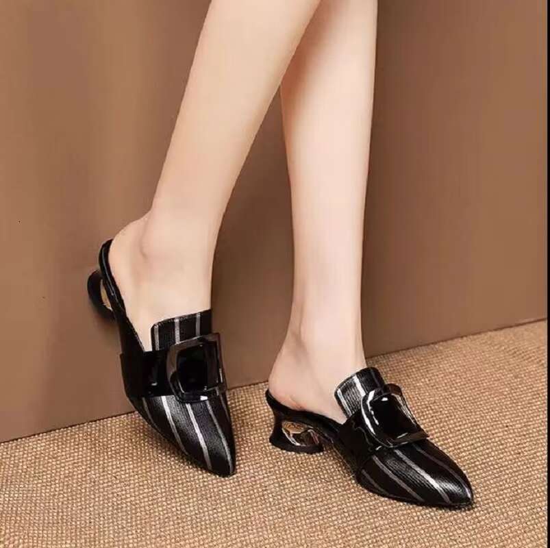 Women Cute Sweet High Quality Beige Bezel Slip on Stiletto Lady Classic Comfort Stylish Heel Shoes ato Negro Tacon E5867