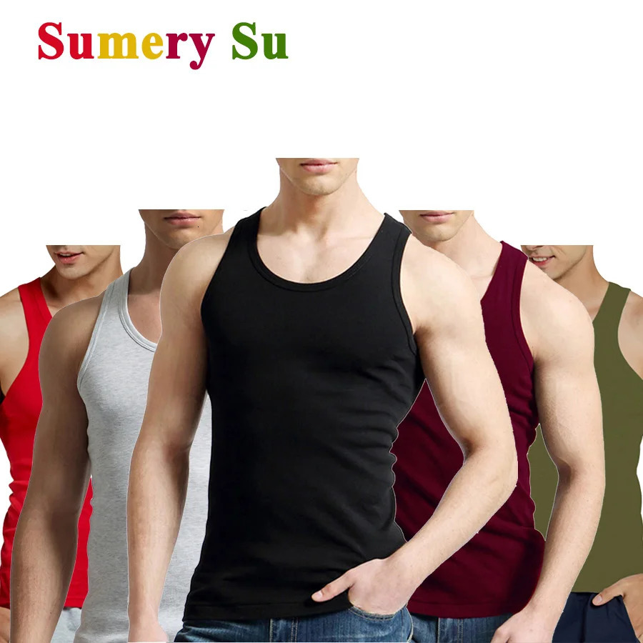 4 PCSLot Mens Tank Tops 100 Cotton Solid Vest Male Breathable Sleeveless Slim Casual Undershirt Men Gift Wholesale 250207