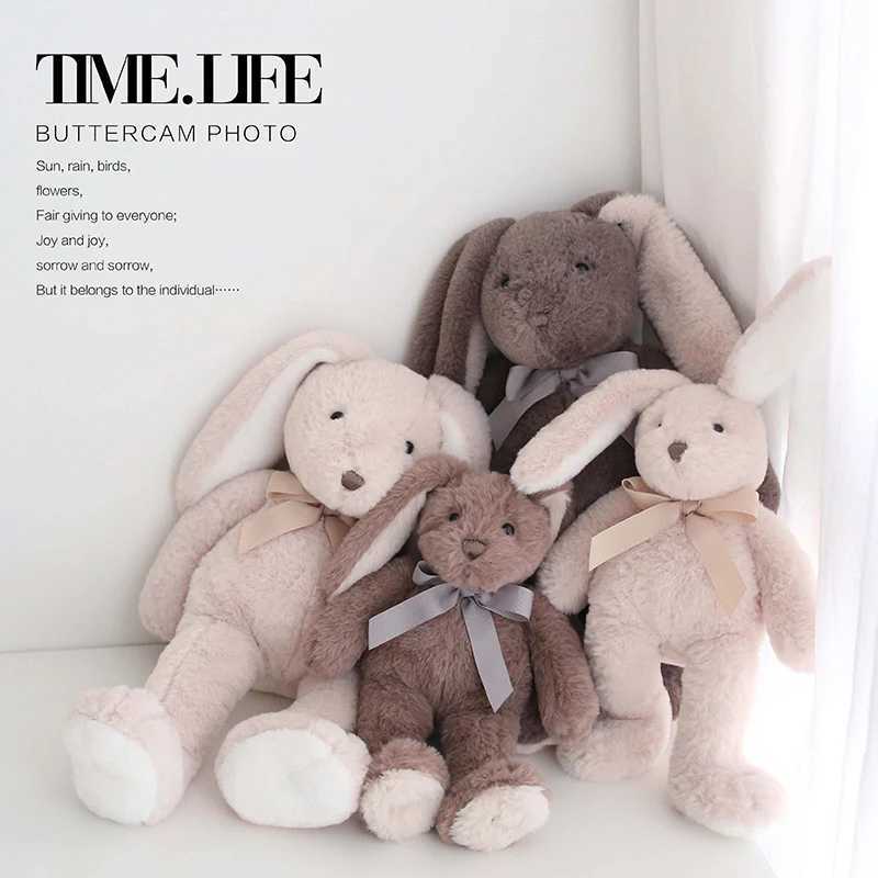 Fluffy Bunny Plush Toys Cartoon ffed Doll Soft Toy With bow-knot For Kid Kaii Dolls Birthday Christmas Gift Y250208 Y260128