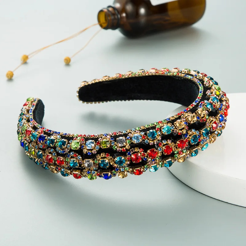 Hand Sewn Baroque Headbands Rhinestones Sponge Padded Hairbands Exquisite Wedding Brided Headpiece 250207
