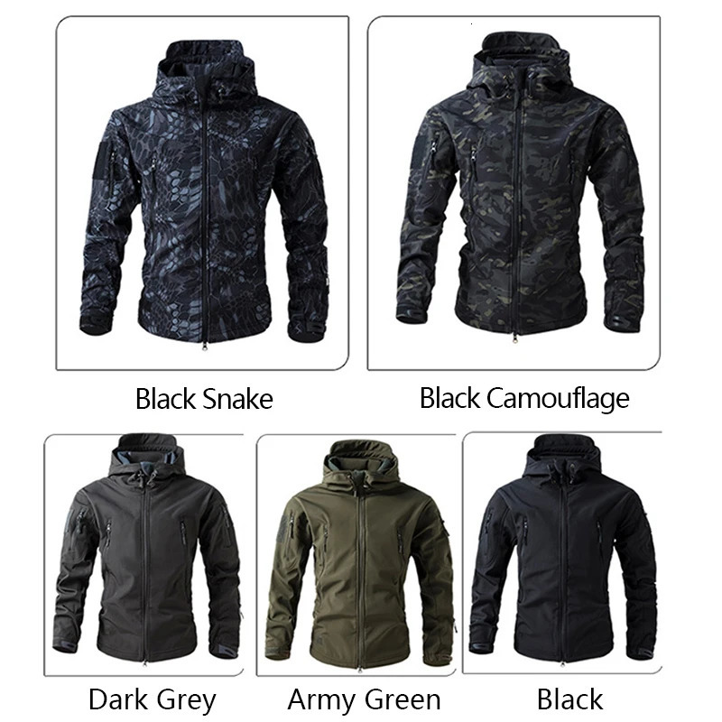 Lurker Shark Skin Soft Shell Tactical Jacket Men Waterproof Fleece Hooded Coat Hunt Clothes Autumn Outdoor Camouflage 250207