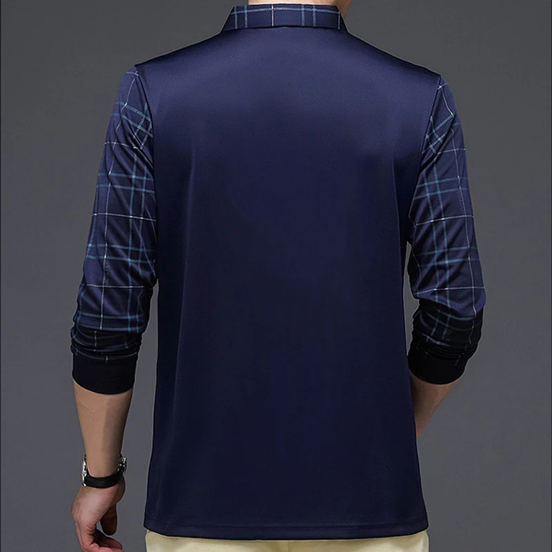 Spring Autumn Contrast Color Plaid Fashion Long Sleeve Polo Shirts Man High Street Casual Button Korean Style Y2K Pullovers 250207