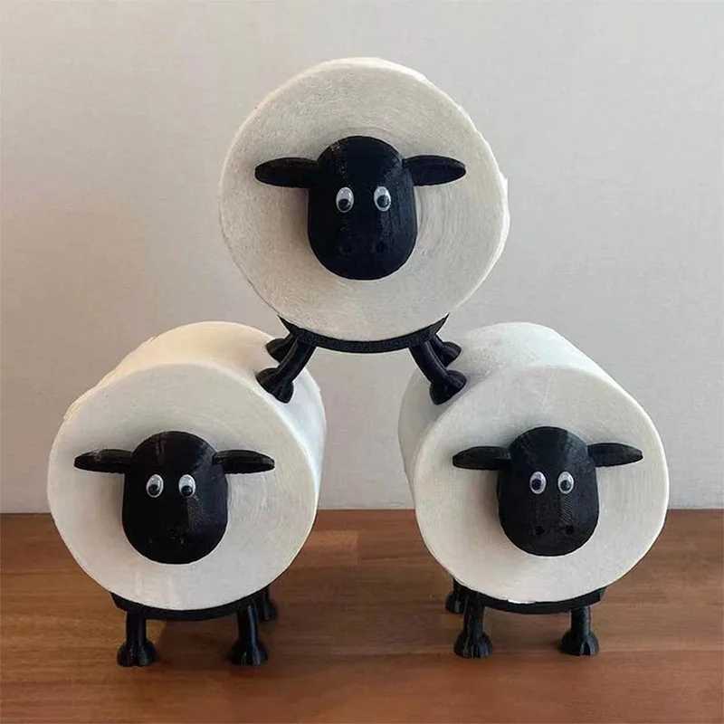 New cute sheep dog shaped toilet tissue holder vertical storage roll paper holder decorative toilet paper holder Y250208