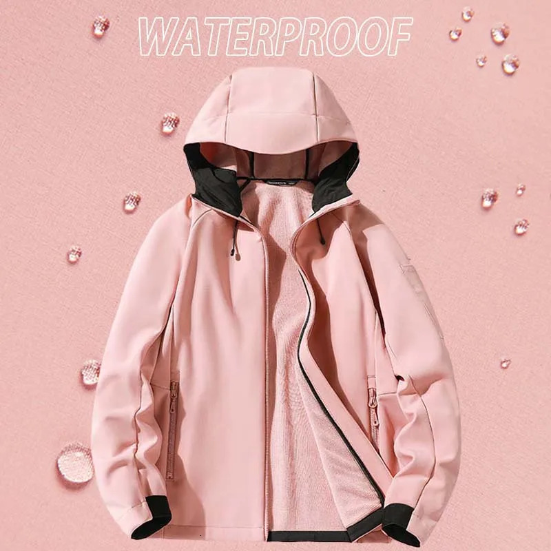 Mens Winter Thicken Warm Hiking Jacket Women Waterproof Hooded Coats Outdoor Windproof Camping Skiing Fashion Loose 250207