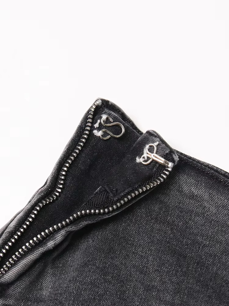 2025 Summer Double Breasted Pocket Women's Irregular Unique Denim Shorts High Waist Splicing Zipper Designer Shorts Women's New Style