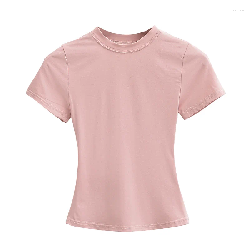 Womens T Shirts 2025 High Quality Casual Shirt Sexy Slim Short Sleeves Fashion Trend Solid Women Clothing Tops