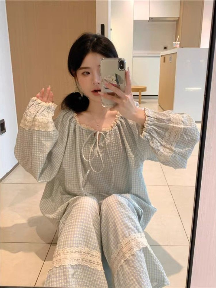X139-Cute sweet cartoon strawberry girl cotton home wear pajamas