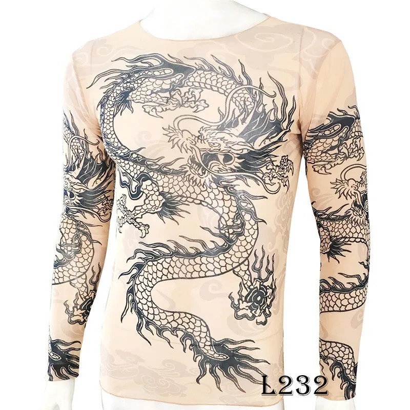 Funny Long Sleeve Tattoo T Shirts All Over Print Men Women Arts Shirt Elastic Slim Fit Modal Thin Halloween Mens Clothing 250107Z