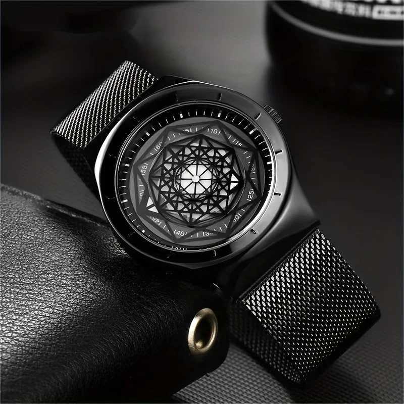 New Concept Pointless Black Technology Watch Mens and Womens Students Minimalist Fashion Trend Quartz Watch Z250207