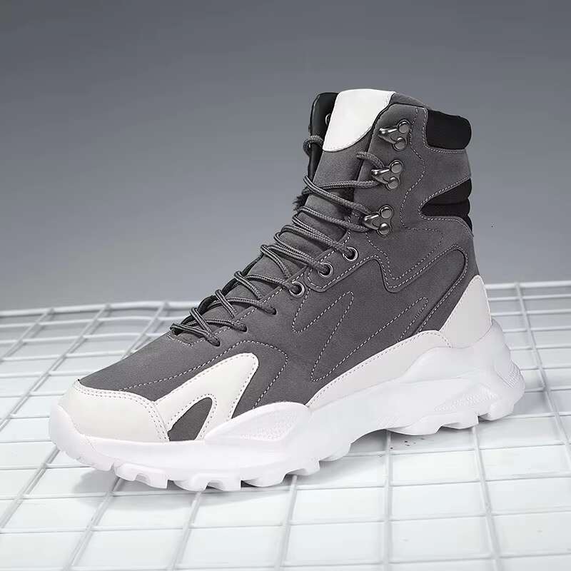 Winter Plush Height Increasing Comfort Suede Platform Men Boots Fashion Trendy Black Men's High Top Sneakers