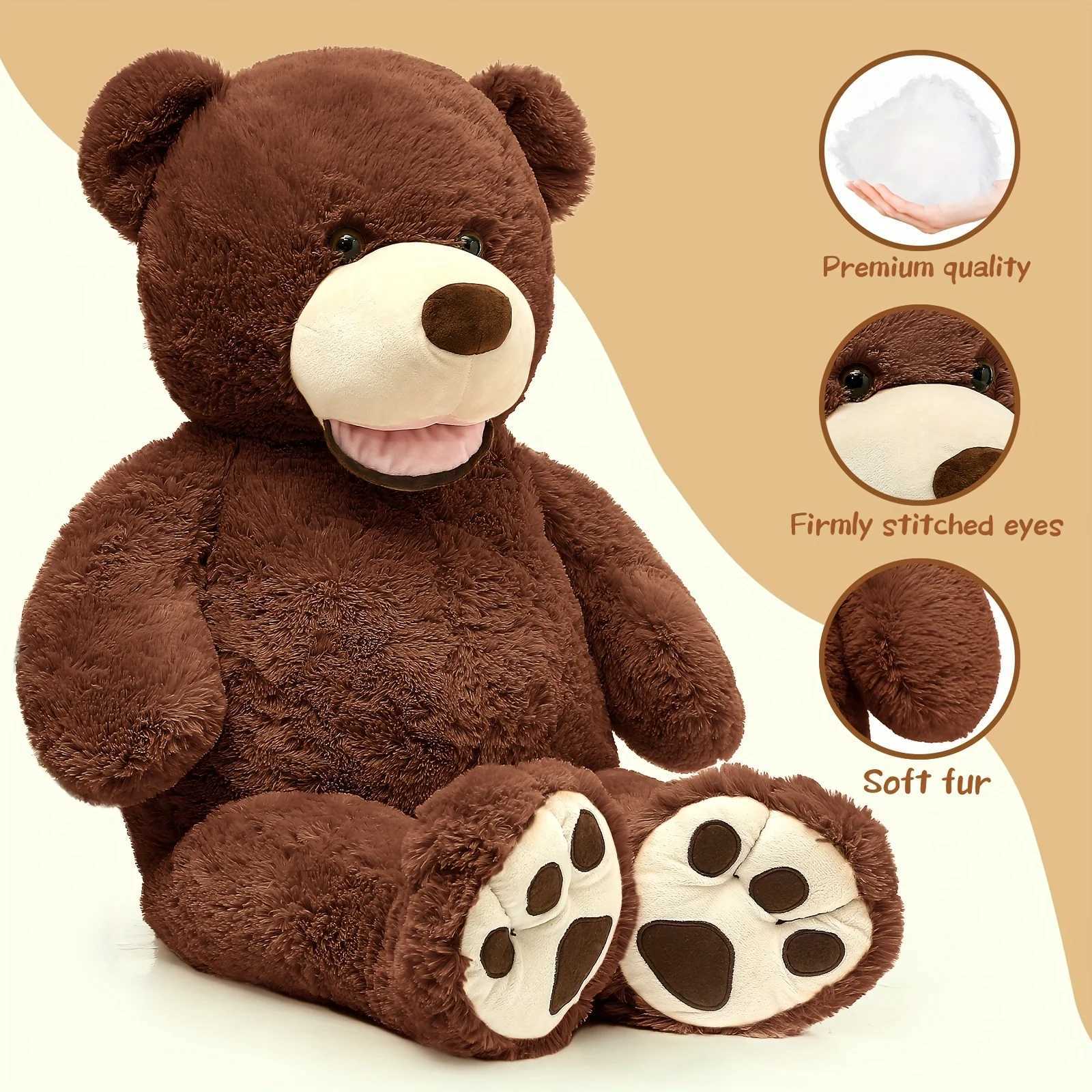 Giant 52 Dark Brown Teddy Bear Plush with Footprints - Perfect for Showers Youngsters Rooms Gifts Free shipping
