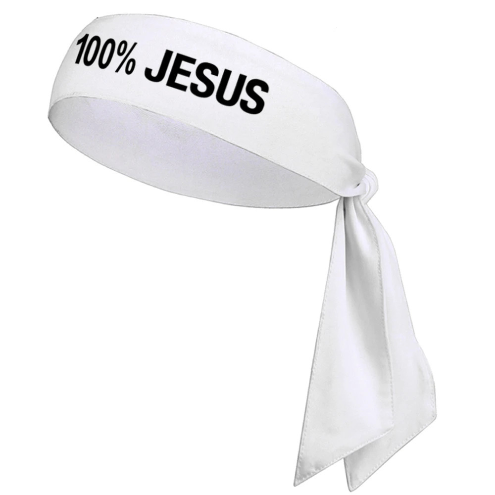 100% Jesus Sport Tie Headband Soccer Football Athletics Fitness Sweatband Bandana 250207