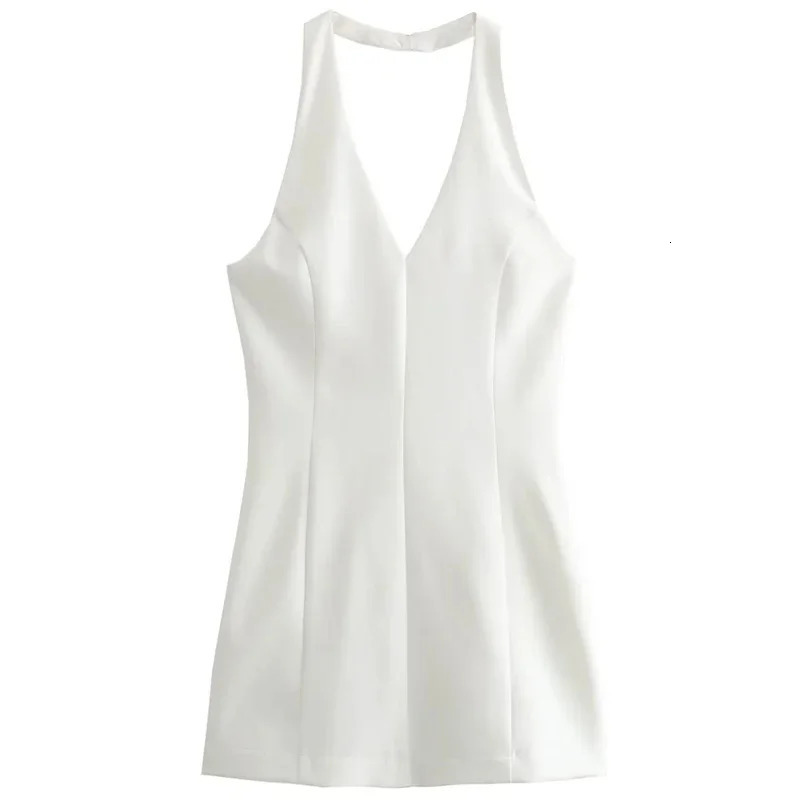 Mini spaghetti strap dress fashionable summer 2024 womens Vneck sleeveless backless slim fit ious elegant 250208Z