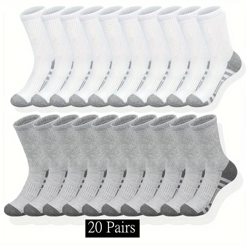 102030 Pairs Mens Classic Crew Socks Unisex Sports for Men Running Basketball Antislip Outdoor Breathable Man 250207