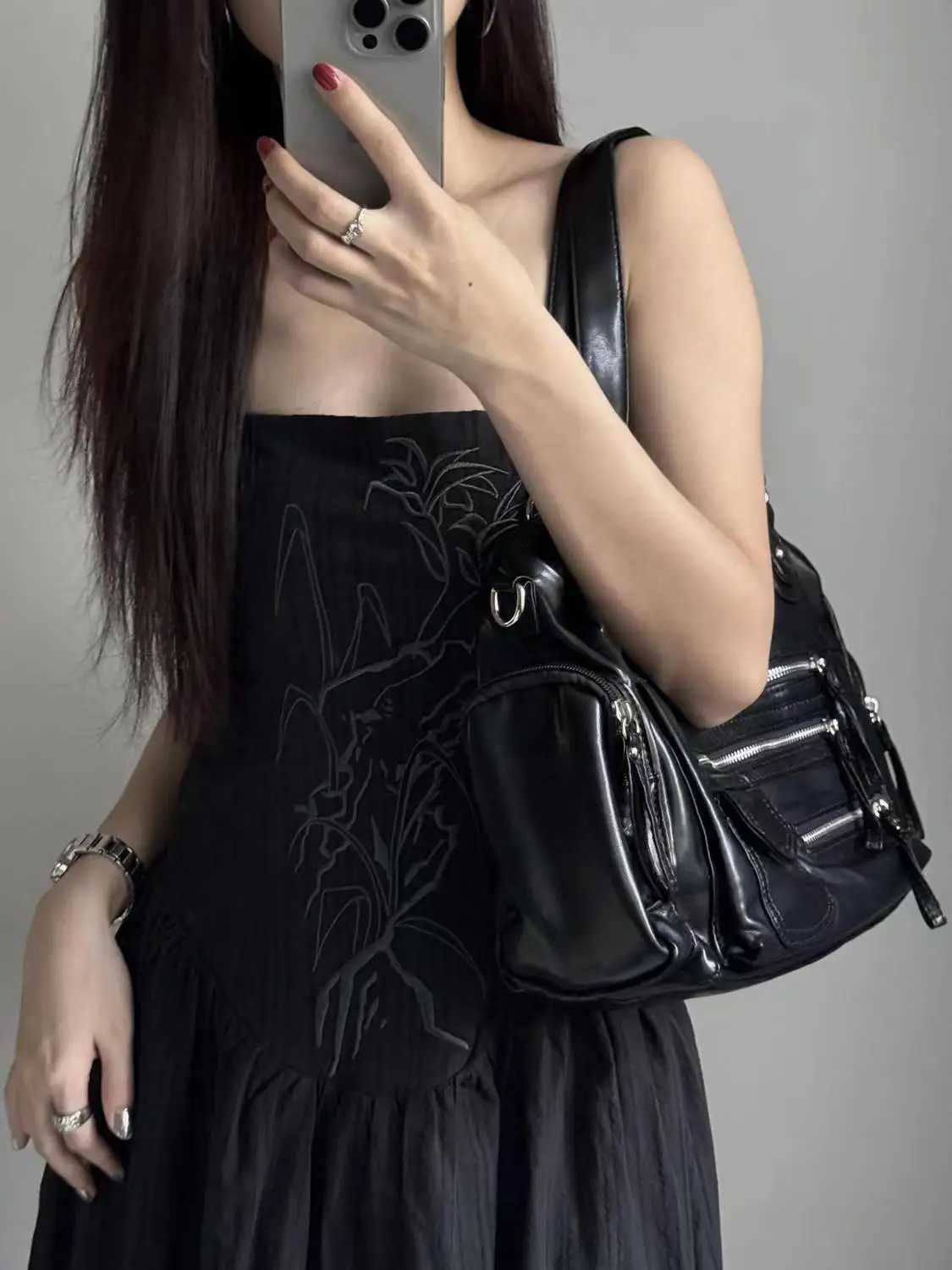 JIAERDI Vintage Black Shoder Bags Purse Wen High Street Pocket Chic Y2k Handbag Fem Harajuku Casual Crossbody Bags 2025 Z250207