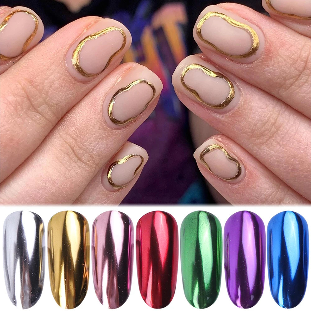Chrome Nail Powder Gold Silver Pink Metallic Rub Dust Mirror Effect For Nails Chameleon Pigment Glitter Manicure Decor NTCASX 250115