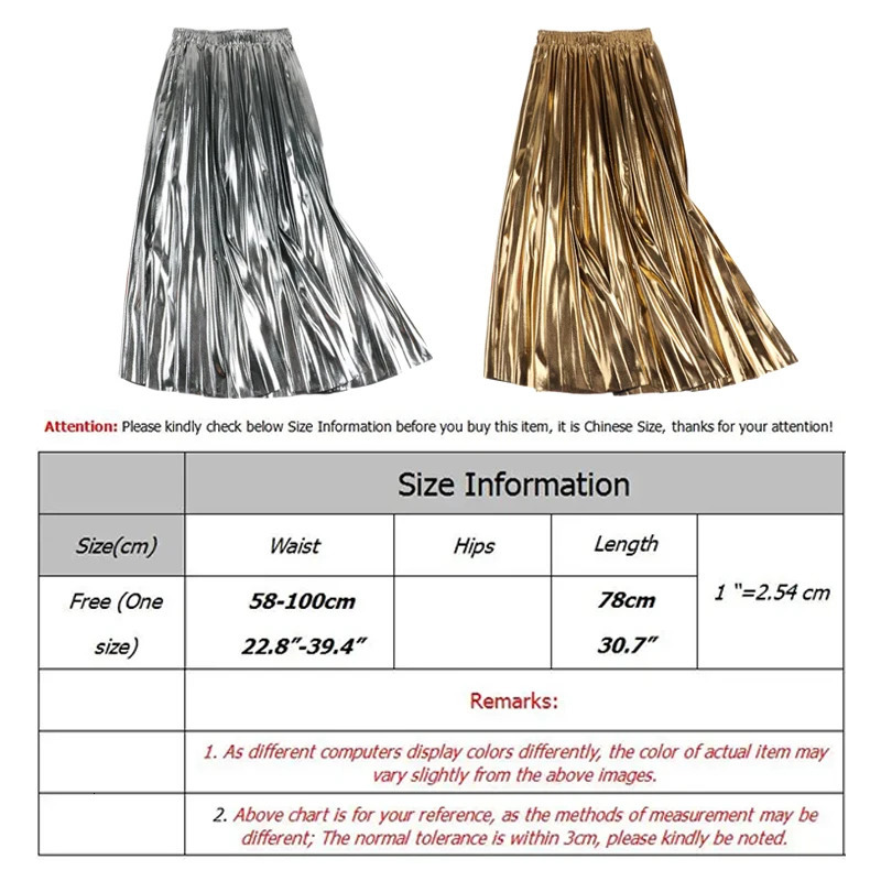 High Waist ALine Midi Pleated Skirt For Women 2024 In Autumn Winter Korean Fashion Gold Silver Elegant Long Skirts 250208Z