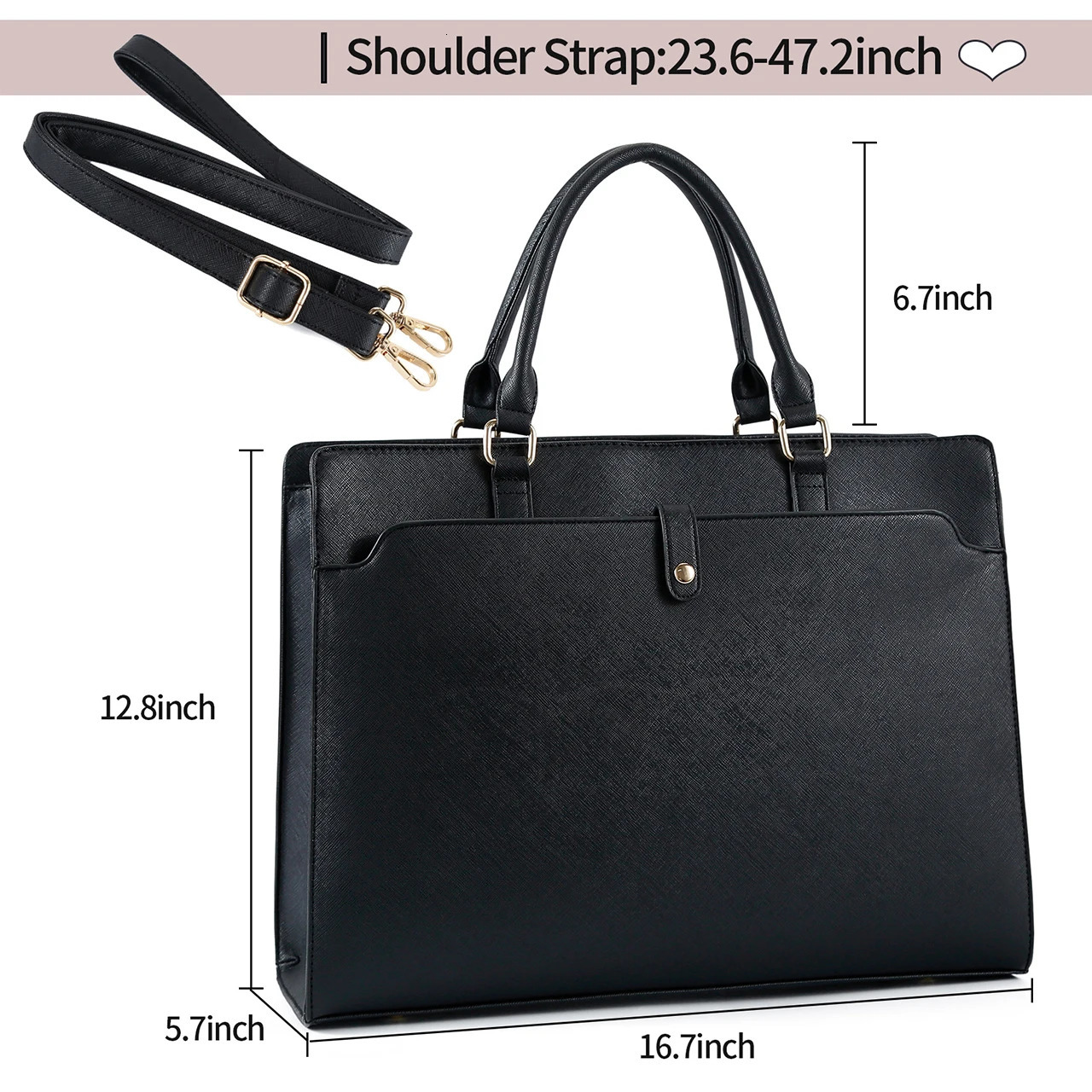 Large Capacity Laptop Bag for Women 15.6 Inch Laptop Tote Bag Leather Work Bag Waterproof Briefcase Business Office Computer Bag 250208