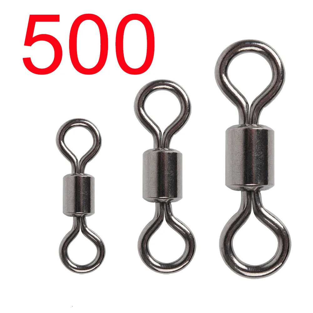 500pcs Bearing Swivel Fishing Connector Stainless Steel Carp Fishing Accessories Snap Fishhook Lure Solid Ring Swivel Tackle 250207