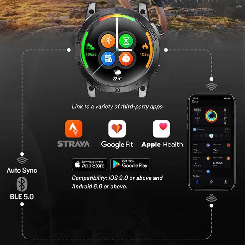 NORTH EDGE 2024 New GPS Watches Men Sport Smart Watch HD AMOLED Display 50M ATM Altimeter Barometer Compass Smartwatch for Men Z250207