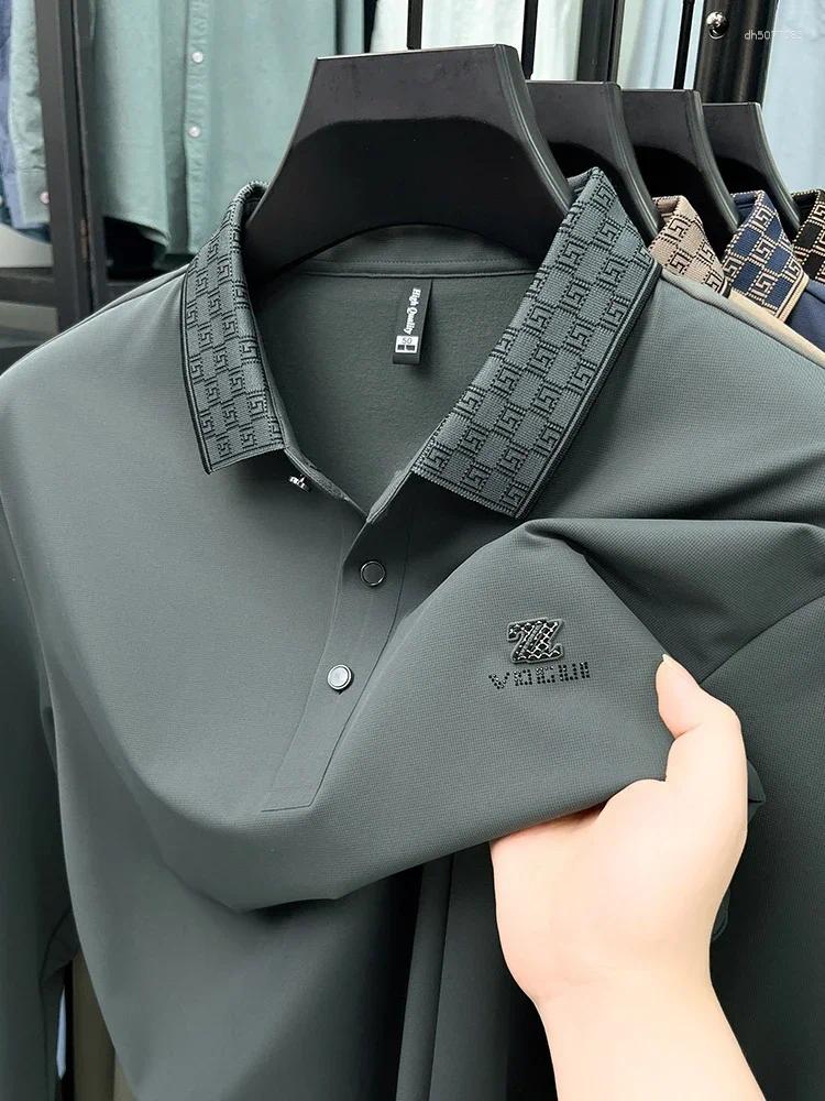 Mens Polos Designer Luxury Polo Shirt Lapel Z Embroidered Seamless Long-sleeve T-shirt Autumn Business Fashion Exquisite Wear