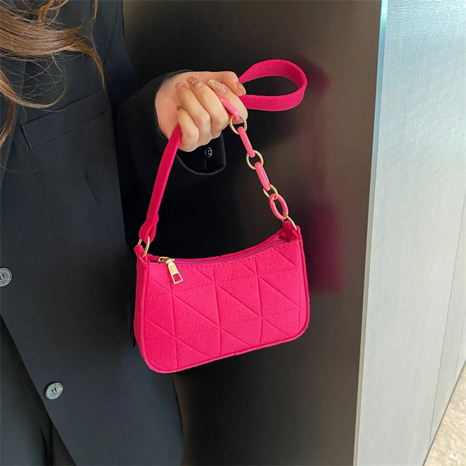 Fashion Womens Shoulder Bag Trend Simple Retro Underarm Felt Tote Handbag 250121