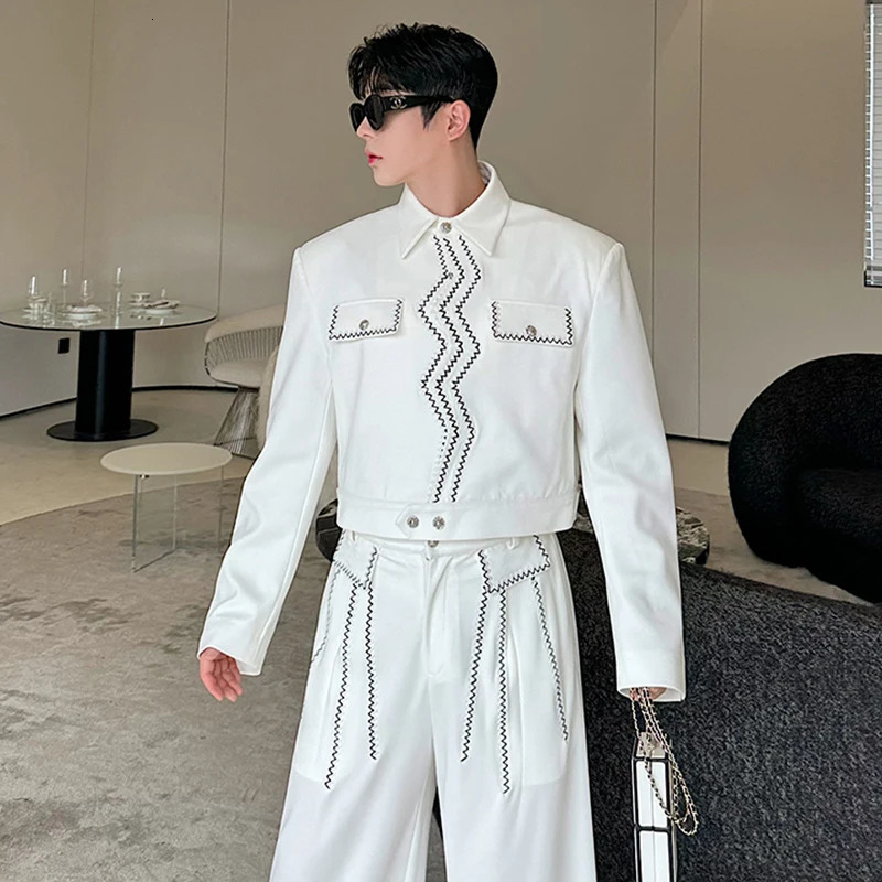 LUZHEN Wave y Short Jacket Set Casual Personalized Handsome Korean Elegance Men Clothing Fashion Pants Two Piece LZ5931 250108