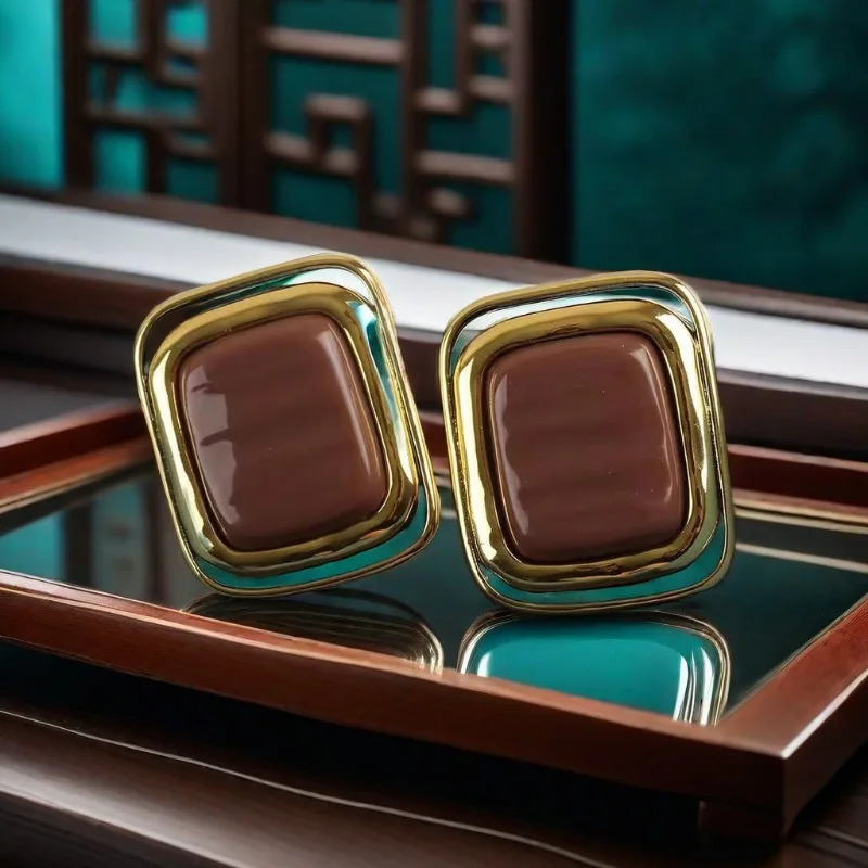 Fashion Jewelry Vintage Temperament Big Square Earrings For Women Gifts Exaggerative Ear Accessories Trend 250120