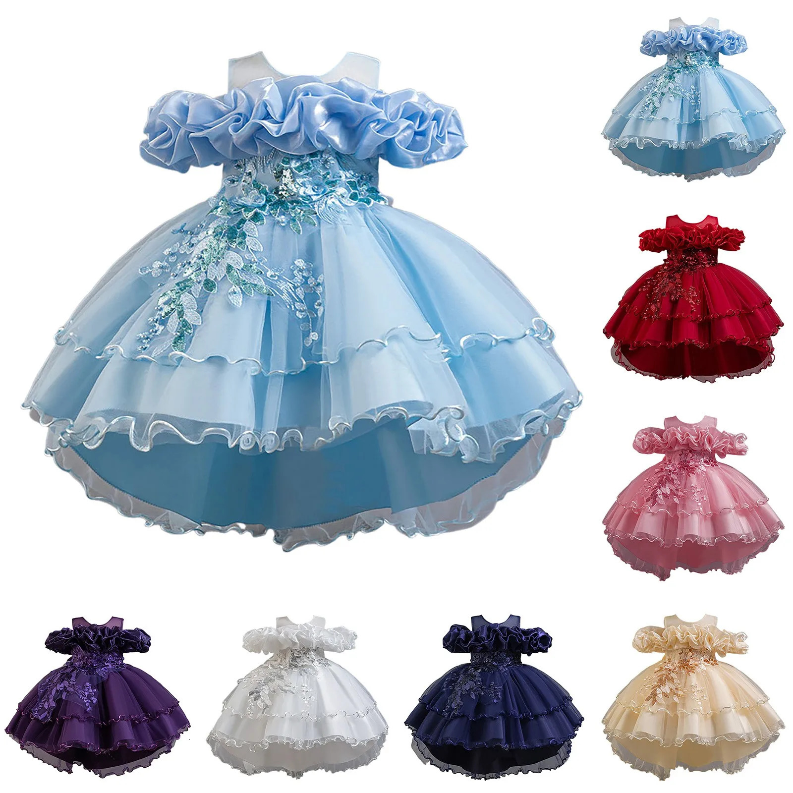 Shiny Toddler Little Girls Off Shoulder Christmas Year Birthday Party Graduation Pageant Corduroy Overall Long Dress 250207