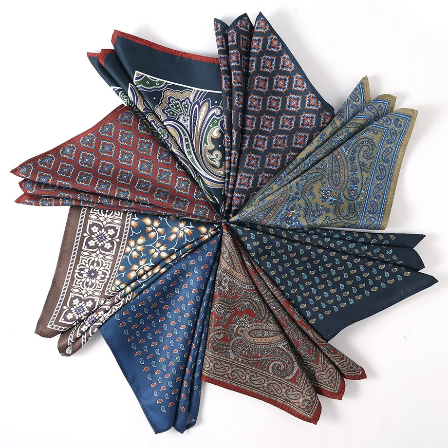 Tailor Smith Mens Hanky Pocket Squared Handkerchief Polyester Paisley Floral Square Scarf Wedding Party For Gift 250114