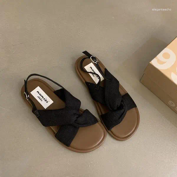 2025 S Fashion Designer Sandals Beach Sandal Woman Female Shoe Summer All Match Gladiator Girls Outside Flat Comfort Scandals Rome Casua