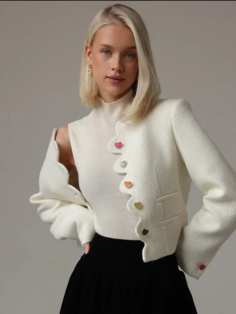 Womens Solid Cute Buttons Jacket Fashion Colorful Long Sleeves Regular Loose Coat 2024 Autumn Lady Overcoat 250208Z