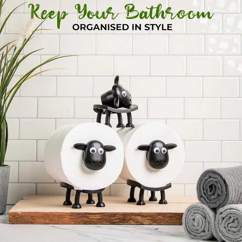 Sheep Toilet Roll Holder Funny Toilet Paper Holder Bathroom Set Hilarious Tissue Paper Roll Storage Cute Bathroom Decor Y250208