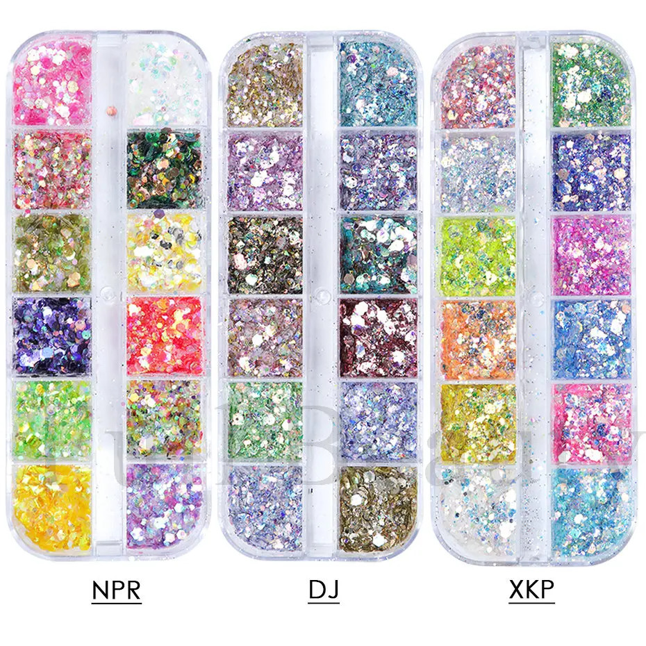 1Box Mermad Iridescent Hexagon Nail Art Glitter Sequins Holographic Flake Powder Paillette Gel Polish Decorations For Nails LYDJ 250115