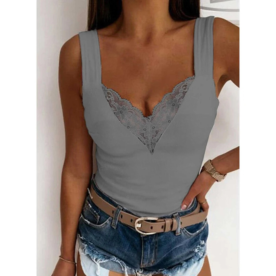 Womens Clothing Sexy Lace Tank Top For Ladies Autumn Basis Sleeveless Vest Pullover Y2K Tops Elegant Female T-shirts Tees 250207
