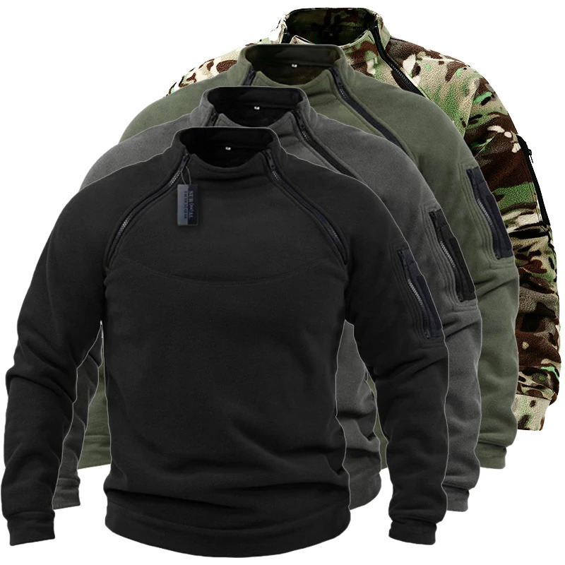 Mens Tactical Outdoor Polar Fleece Jacket Hunting Clothes Warm Zipper Pullover Man Windproof Coat Thermal Hiking Camping Sweater 250207