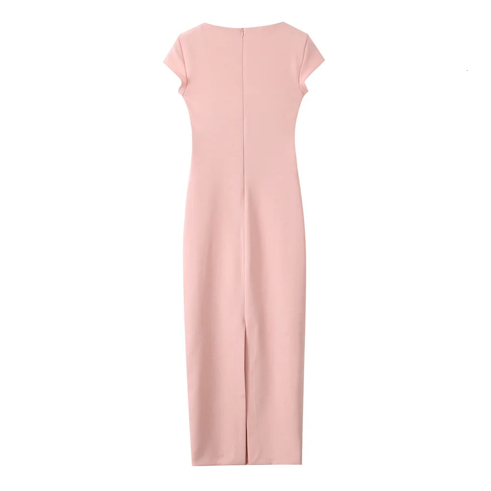UNIZERA2024 Summer Product Fashion Casual Womens Wear Simple Hundred Matching Belt Formula Collar Midi Dress 250207