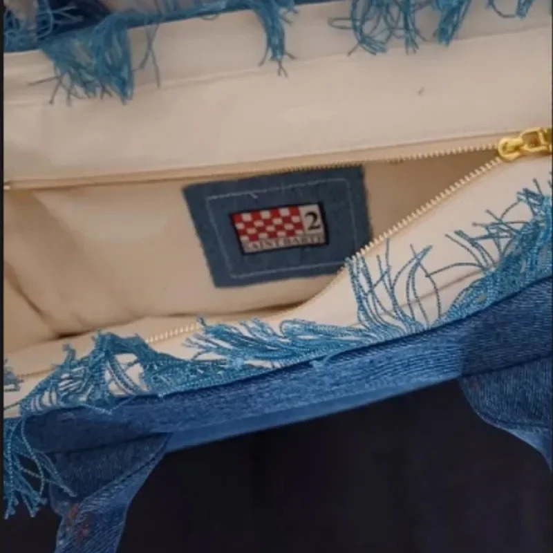 Large Capacity Tote Bag Fashion Trend Ladies Casual Travel Checkered Handmade Tassel Handbag Versatile 250207