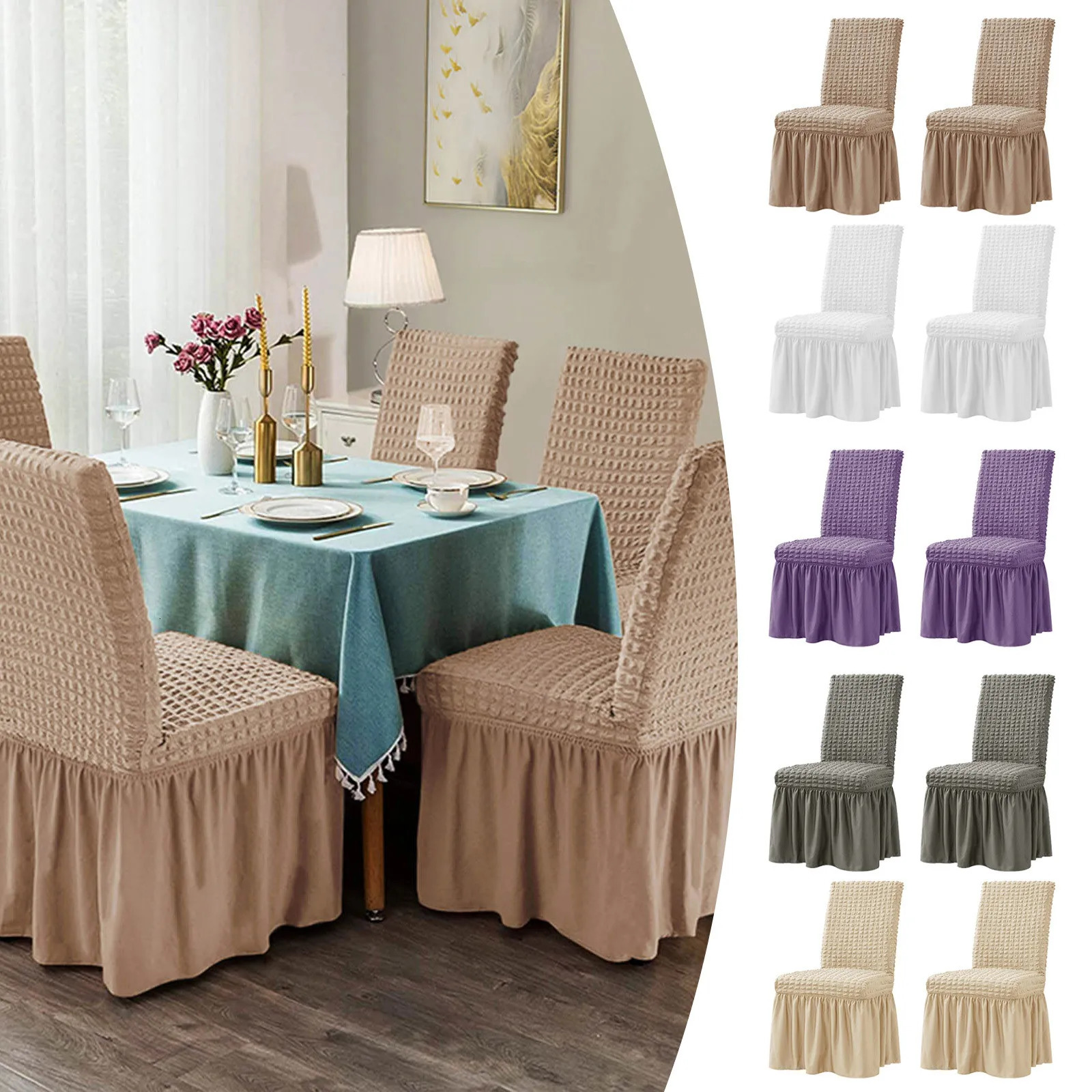 Couch Cover 1 Piece Skirt Dining Chair Covers French Country Stretch Slipcovers For Home Party Sofa Throw Cover Extra Large 250208