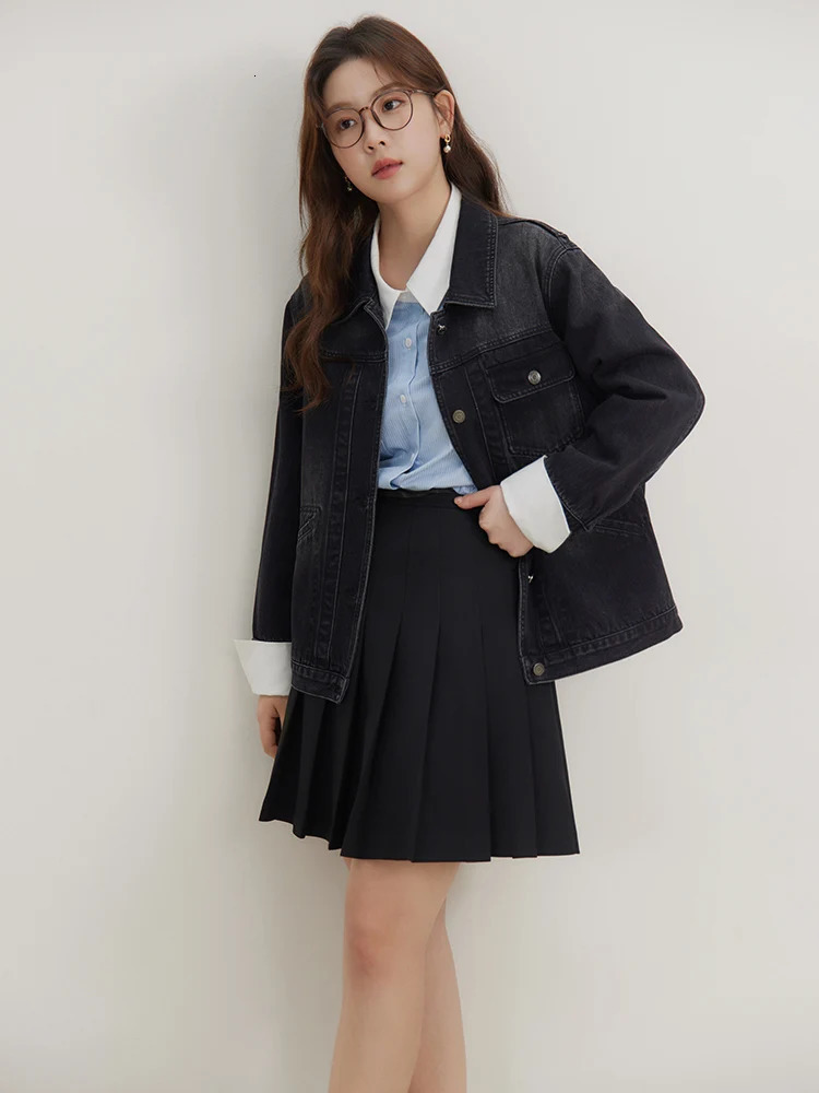 DUSHU Two Colors Cool Fashionable Style Classic Denim Jacket for Women Spring ly n Denim Coat Female 24DS81039 250122