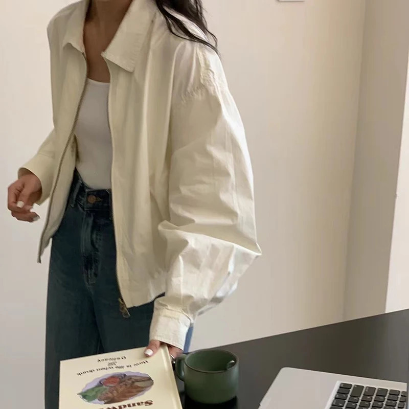 Gidyq Women Baseball Jacket Fashion Korean Streetwear Cropped Loose Outerwear Harajuku Female Casual Zipper Coat Autumn 250116