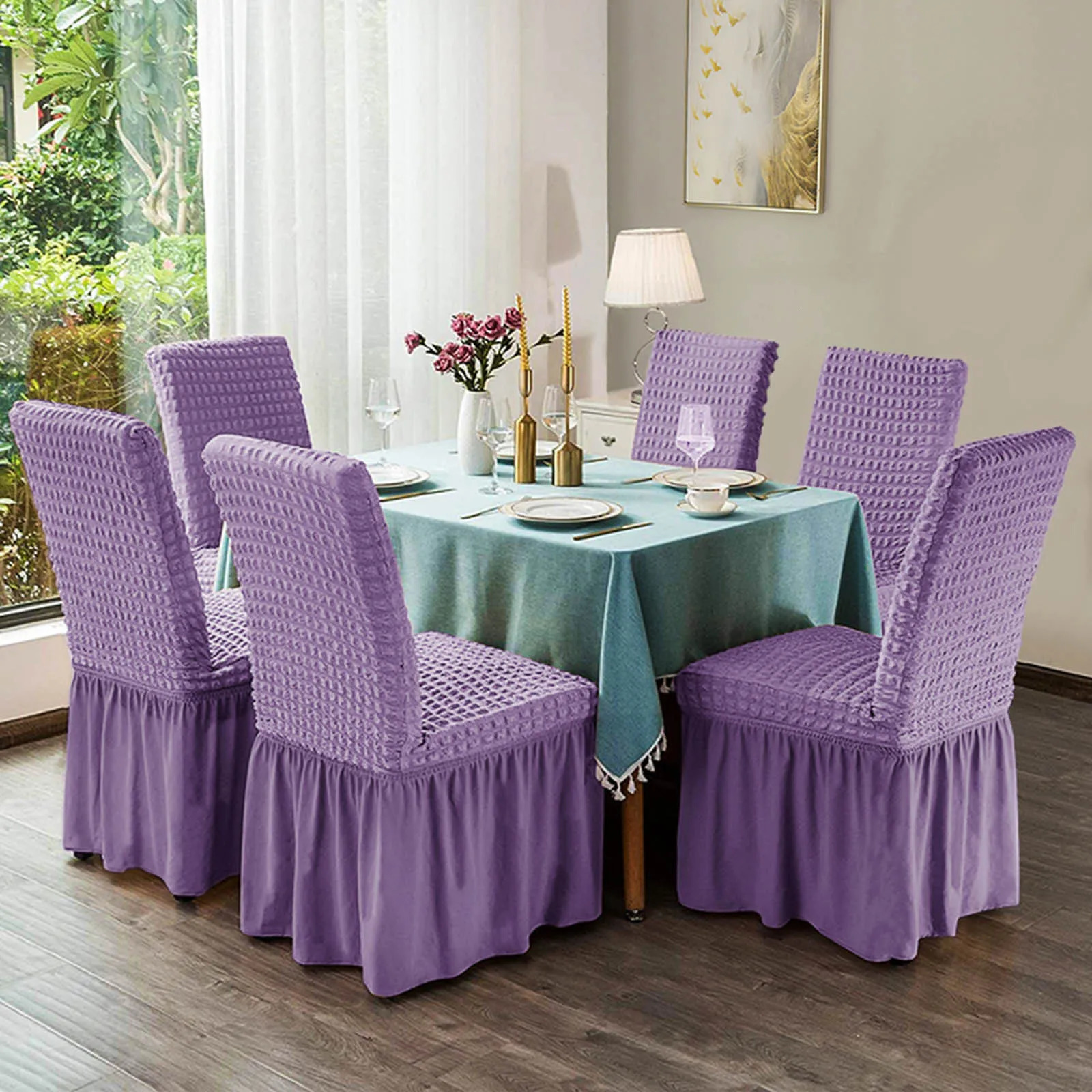 Couch Cover 1 Piece Skirt Dining Chair Covers French Country Stretch Slipcovers For Home Party Sofa Throw Cover Extra Large 250208
