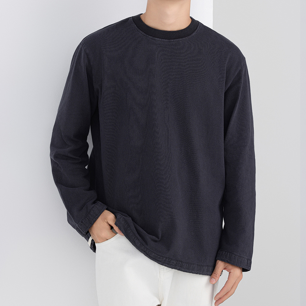 TB02092 Spring solid color round neck sweatshirt men's casual inner wear new style